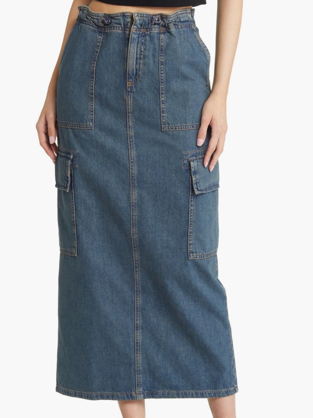 ASOS DESIGN Parachute Denim Cargo Midi Skirt